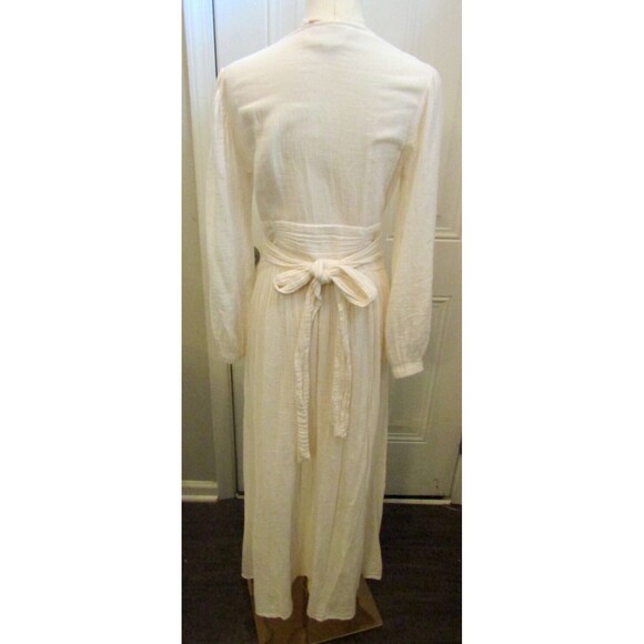 AYA Lapis Maxi Dress Cotton Gauze V Neck Slit Flowy Ivory Womens Size M - Picture 6 of 8